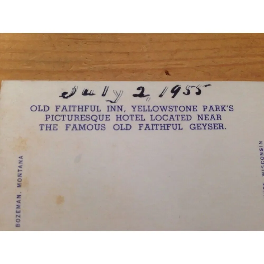1955 Vintage Haynes MicroColor Old Faithful Inn Hotel Yellowstone Unposted